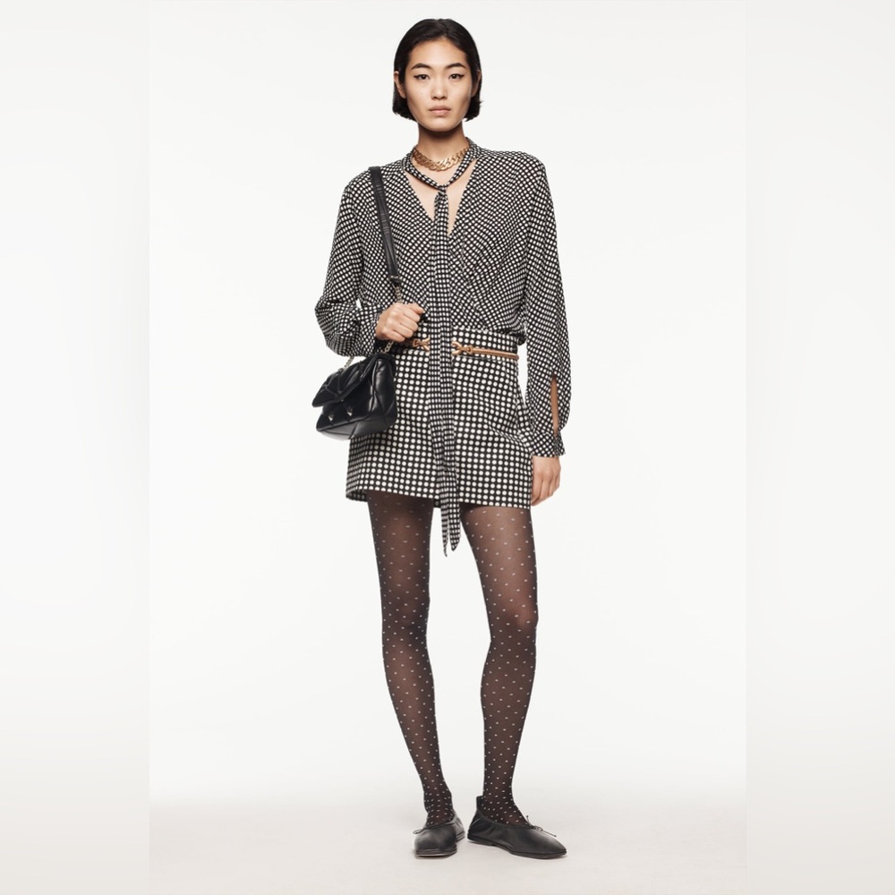 Zara studio black white polka dot mini skirt with pockets sz.XS